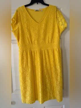 Isaac Mizrahi LIVE! Bright Yellow midi dress 1x